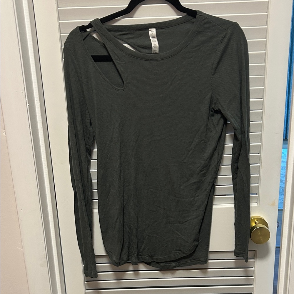ALO Yoga Dark Green Cutout Long Sleeve Top